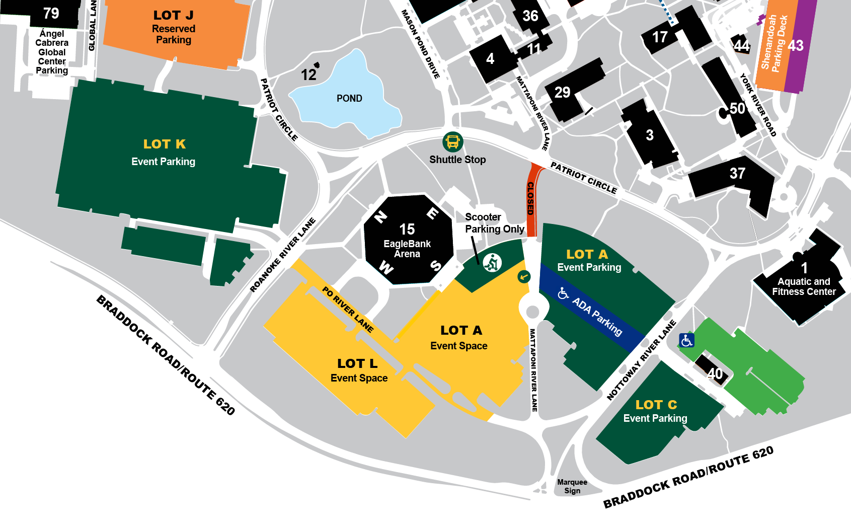 Mason Day parking closure map