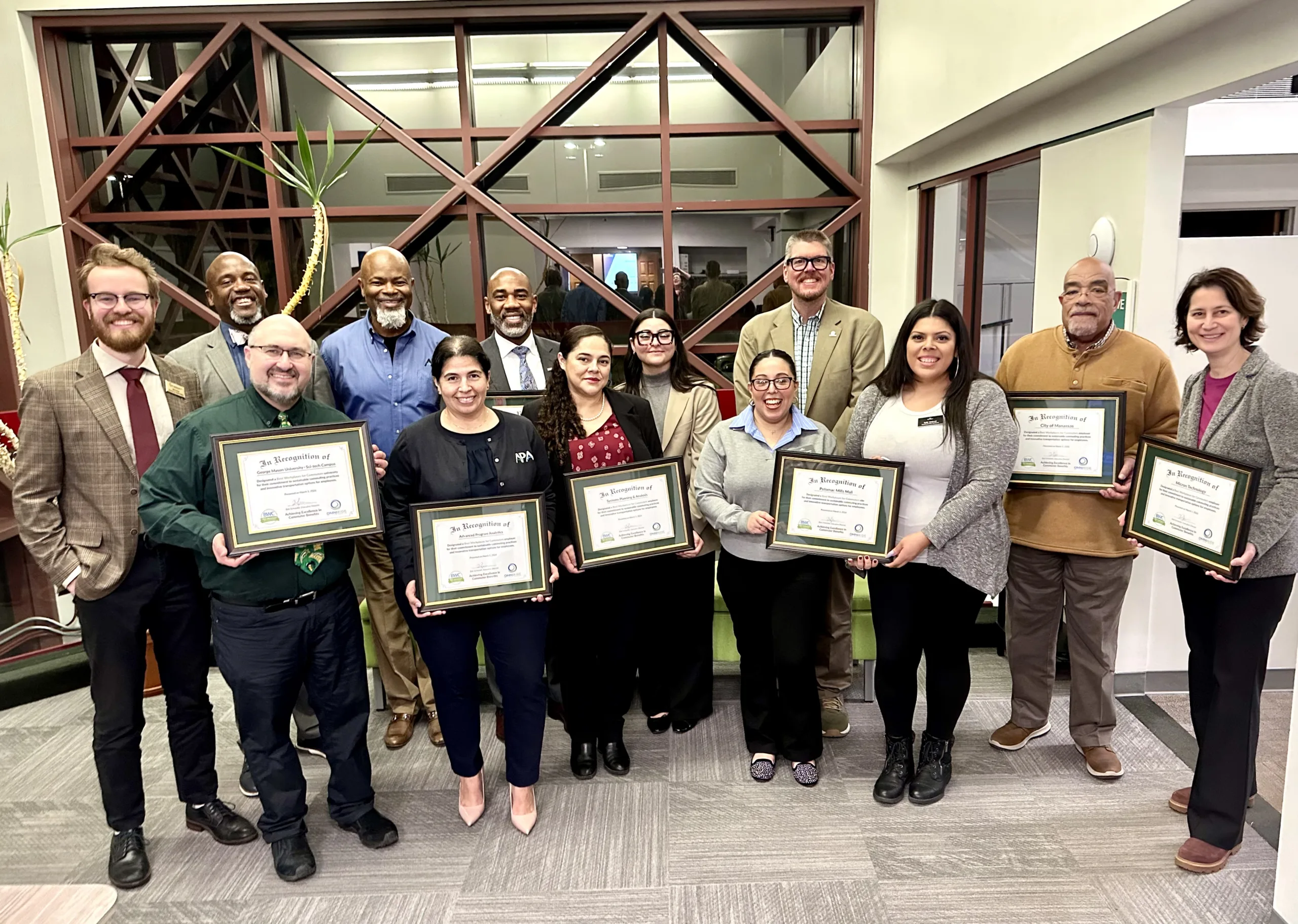 Photo featured employers that received the 2026 Best Workplace for Commuters